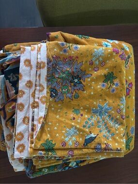 Anthropologie Mustard Floral & Teal Botanical Duvet Cover